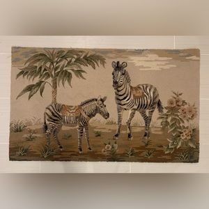 ♥️SOLD🦓Zebra Rug - Wall Hanging HandHooked Wool African Safari Size 49.5” x 30”